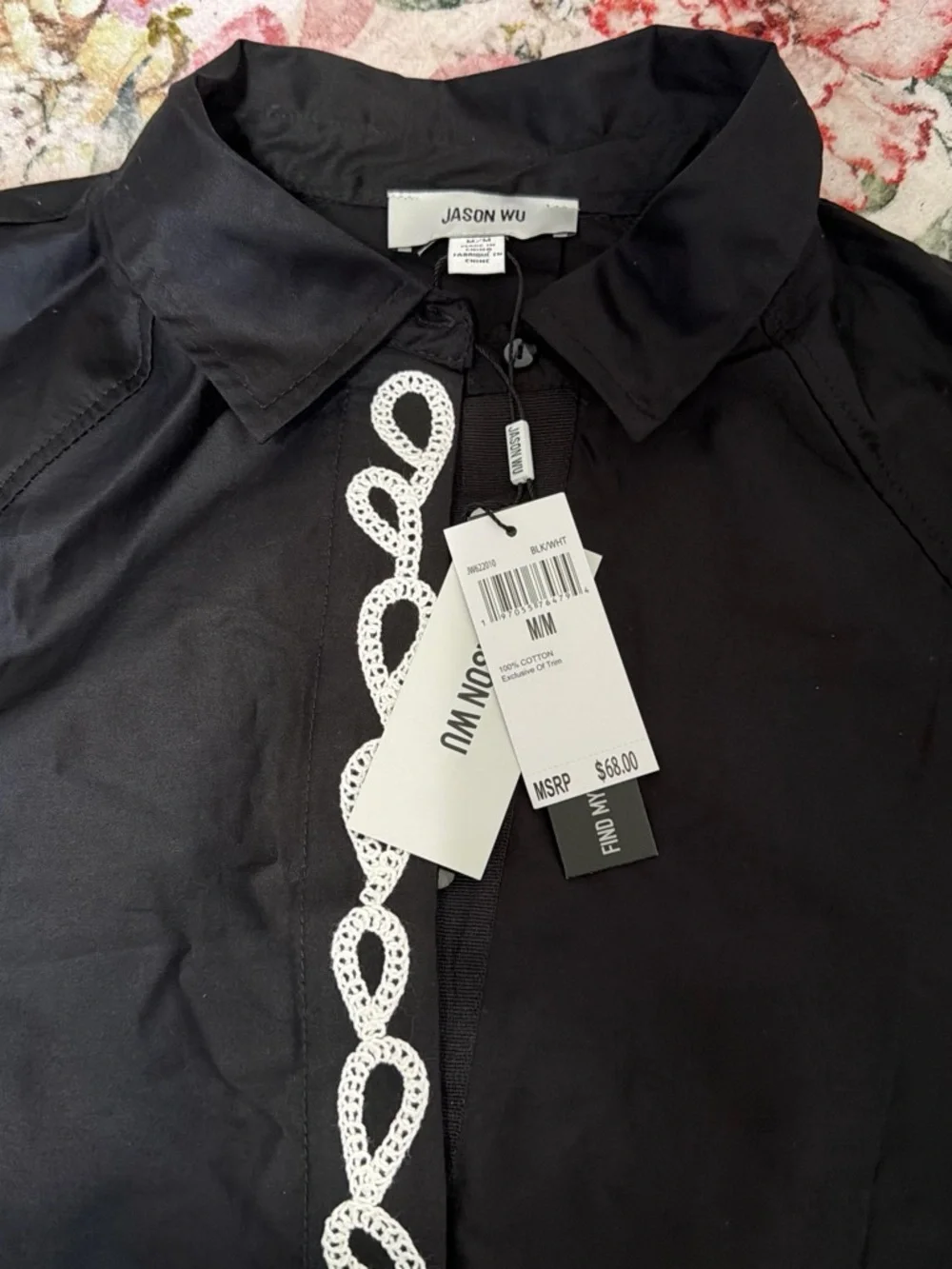 Jason Wu Crop bomber jacket with White Loop Trim